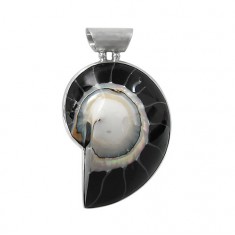 Black Shell Pendant, Sterling Silver